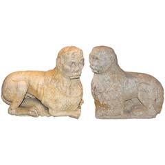 Pair of 18th Century Italian Carved Stone Lions 4