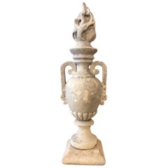 Neoclassic Italian Marble Urn 19th Century Architectural Element