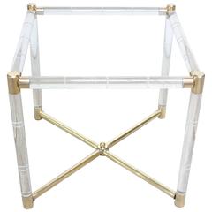 Charles Hollis Jones Lucite Faux-Bamboo and Brass Side Table 1