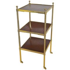 Regency Style Brass and Mahogany Three-Tier End Side Table