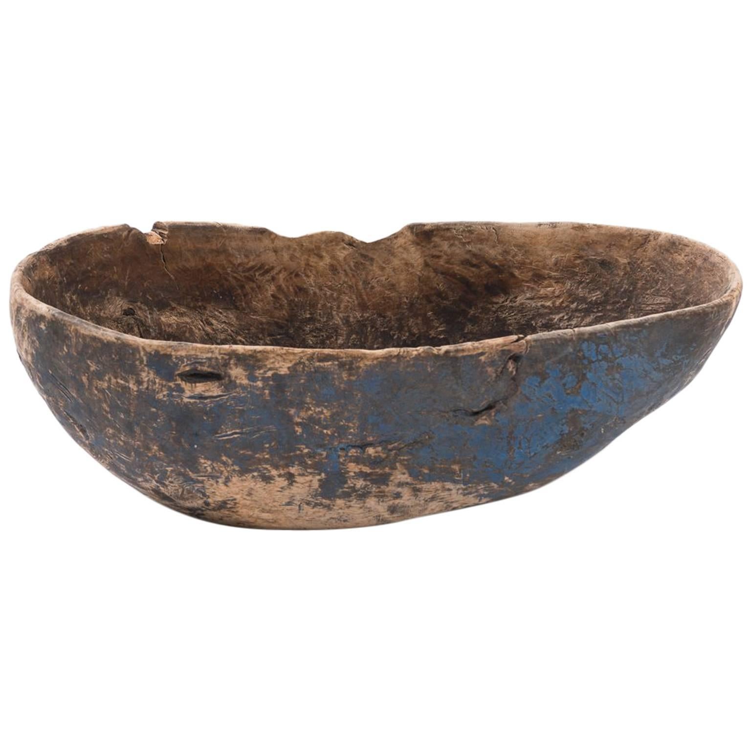 18th Century Swedish Root Bowl with Original Paint