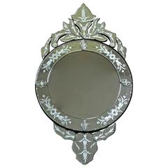 Vintage Venetian Etched Glass Circular Wall Mirror 5