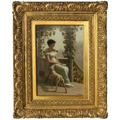 Antique Oil on Board Genre Painting by C.H. Turner in Original Gilt Frame, circa 1880