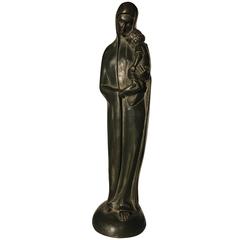 Mid-20th Century Stylized Bronze Statue of Madonna & Child by J. Claesen 4