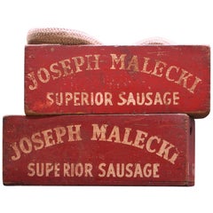 Industrial Red Hand-Painted Crates Joseph Malecki Buffalo New York Folk Art