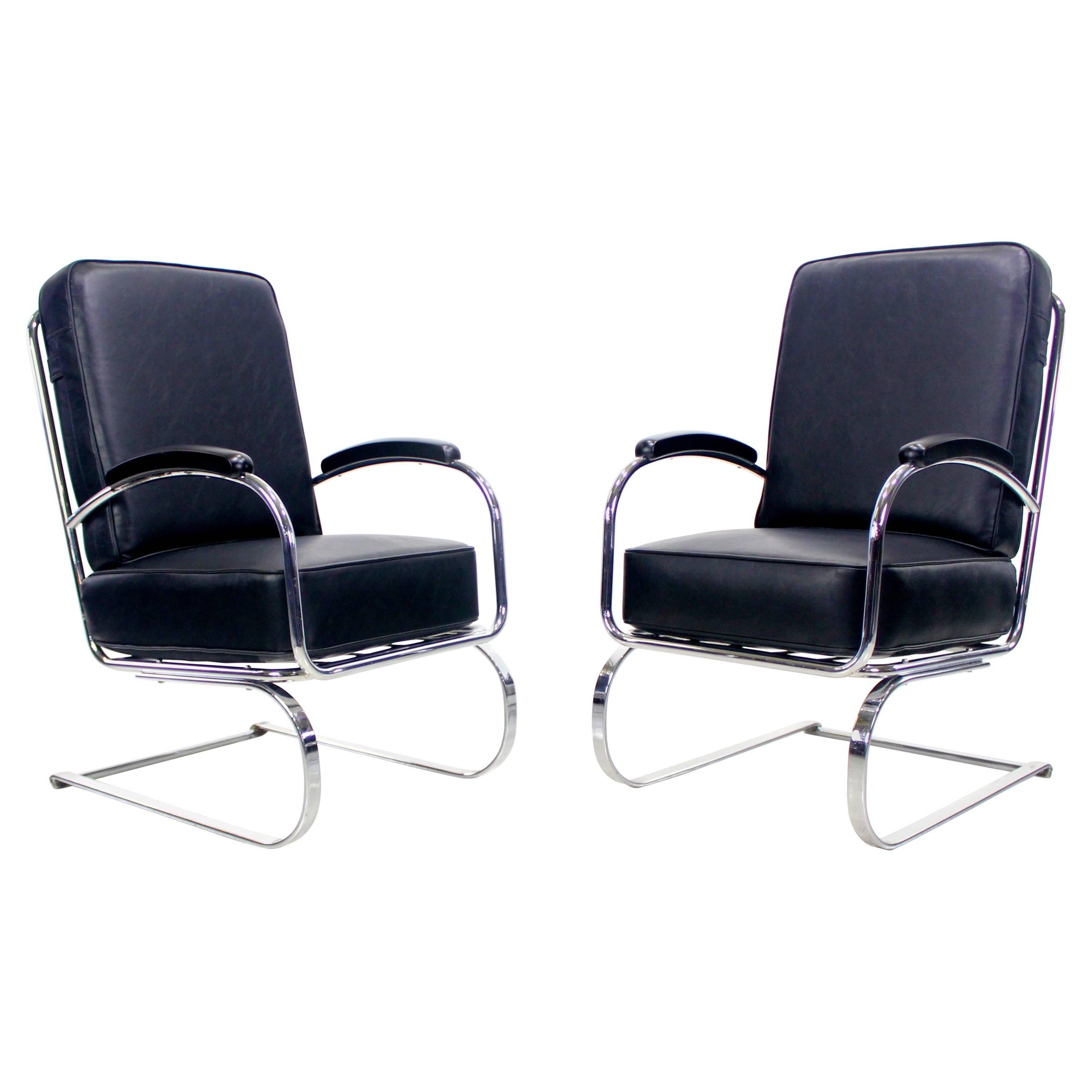 Rare Pair of Streamline Moderne Chrome Spring Rockers Designed by Gilbert Rohde For Sale