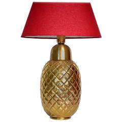 Vintage Decorative Regency Brass Pineapple Ananas Table Lamp, Italy, 1970s