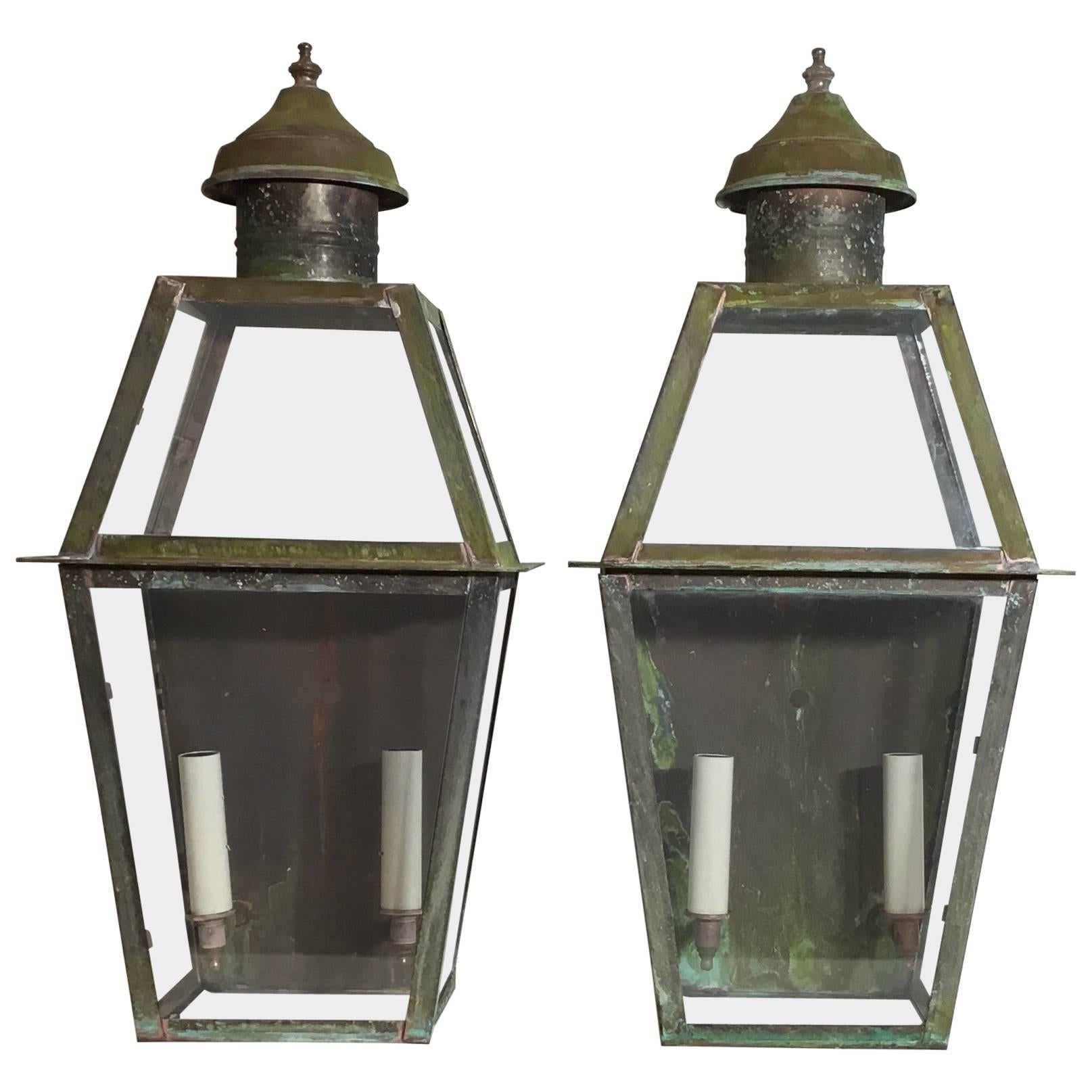 Pair of Large Architectural Wall Lanterns