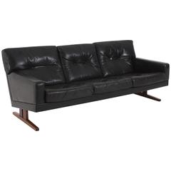 Mid-Century Modern Danish Three-Seat Leather Sofa, 1960s 11