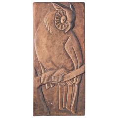 "Eagle Owl," Art Deco Bas Relief Sculpture by WPA Artist, 1933 6
