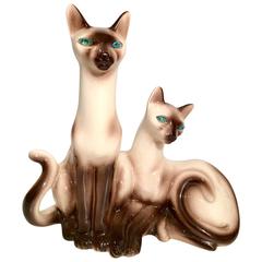 Used 1950s Ceramic Siamese Cat Table Lamp by, Lane