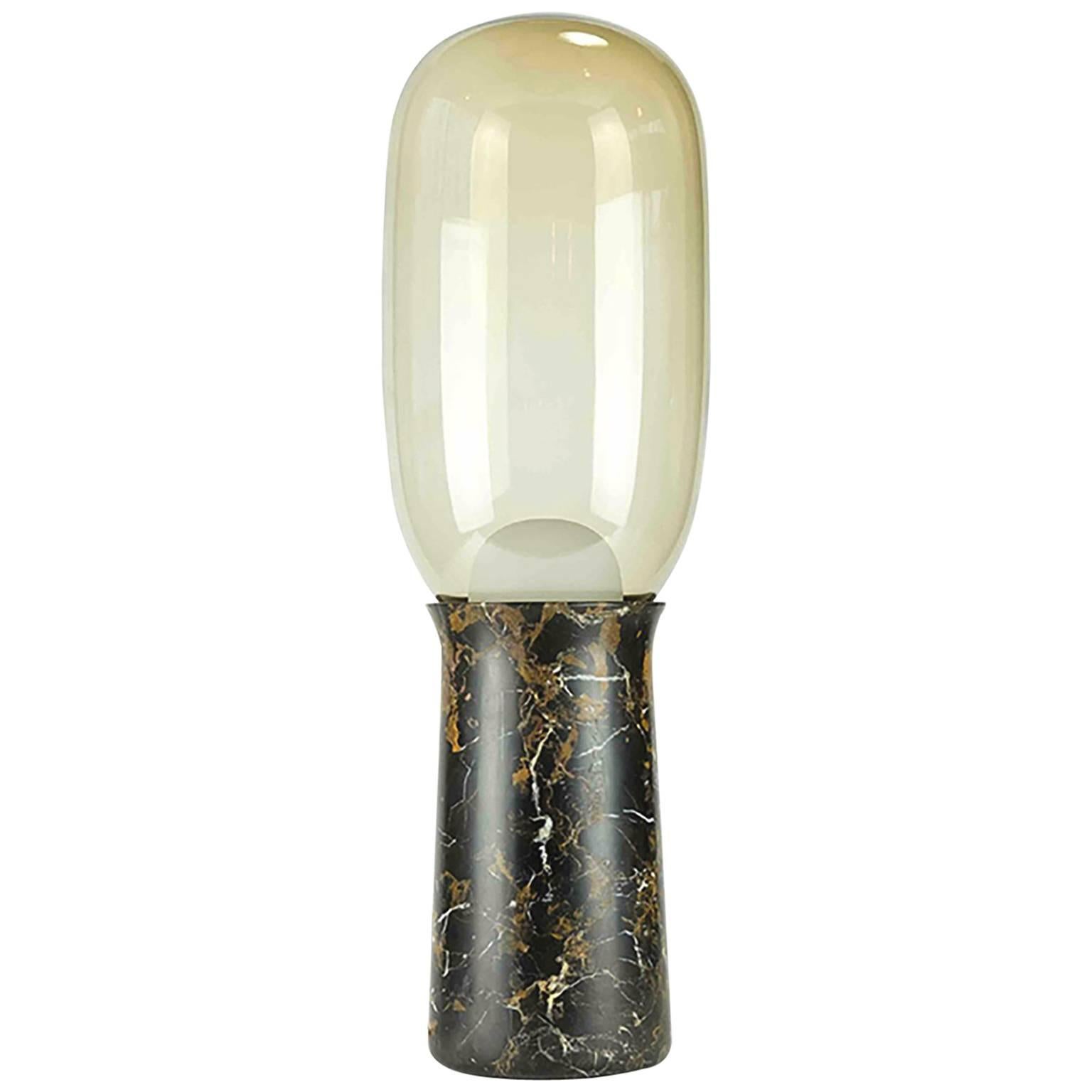 Torch Floor Lamp Black and Gold Marble by Dan Yeffet For Sale