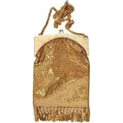 Retro Whiting & Davis Gold Metal Mesh Fringe Handbag