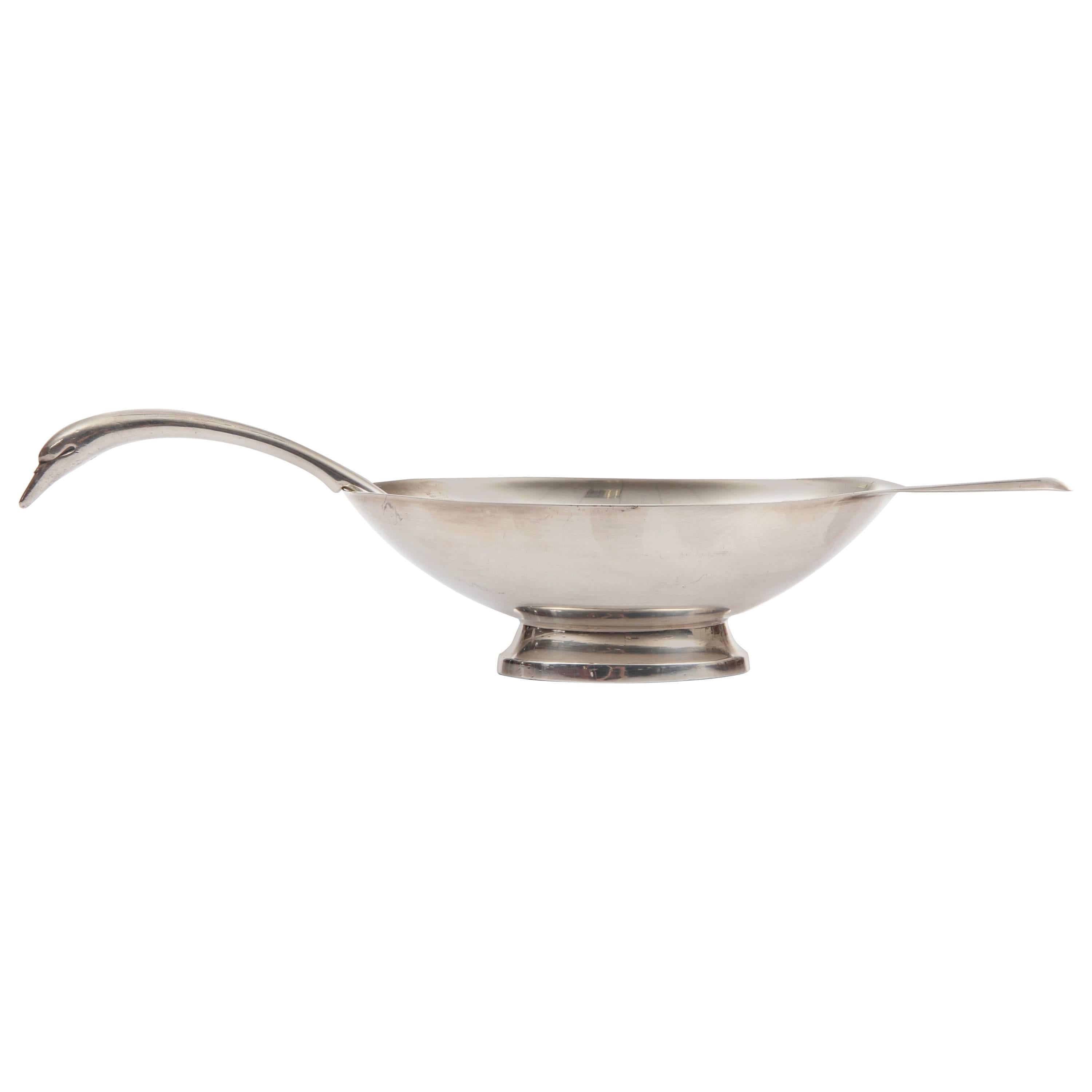 Sauceboat "Swan" with Serving Ladle in Silver Plated by Christian Fjerdingstad