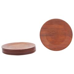 Set of 12 Scandinavian Plates in Teak