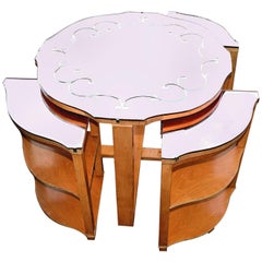 Glamorous 1930s Art Deco Mirrored Quartetto of Five Tables