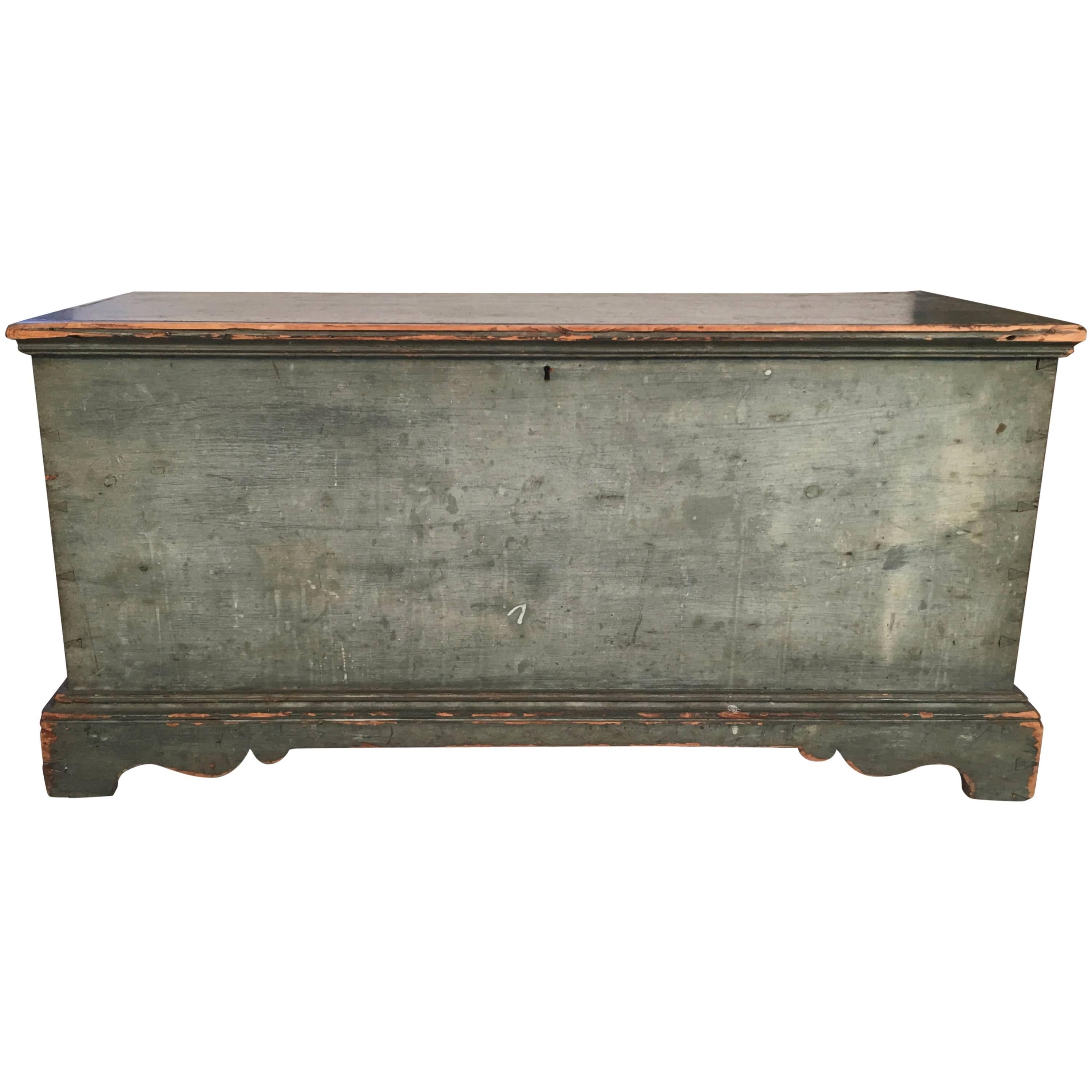 Blue Painted New England Blanket Chest, circa 1790