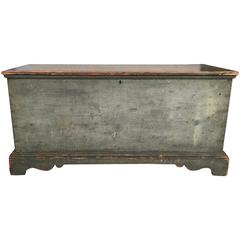 Antique Blue Painted New England Blanket Chest, circa 1790