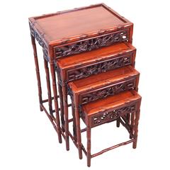 Antique Oriental Hardwood Nest of Coffee Tables