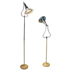 Vintage Machine Age Art Deco Industrial Medical Aluminium Chrome Floor Lamps