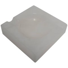 Vintage Italian Modern White Alabaster Marble Ashtray or Vessel