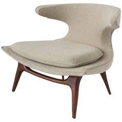 Karpen of California Lounge Wing Back "Horn Chair" in Knoll Boucle