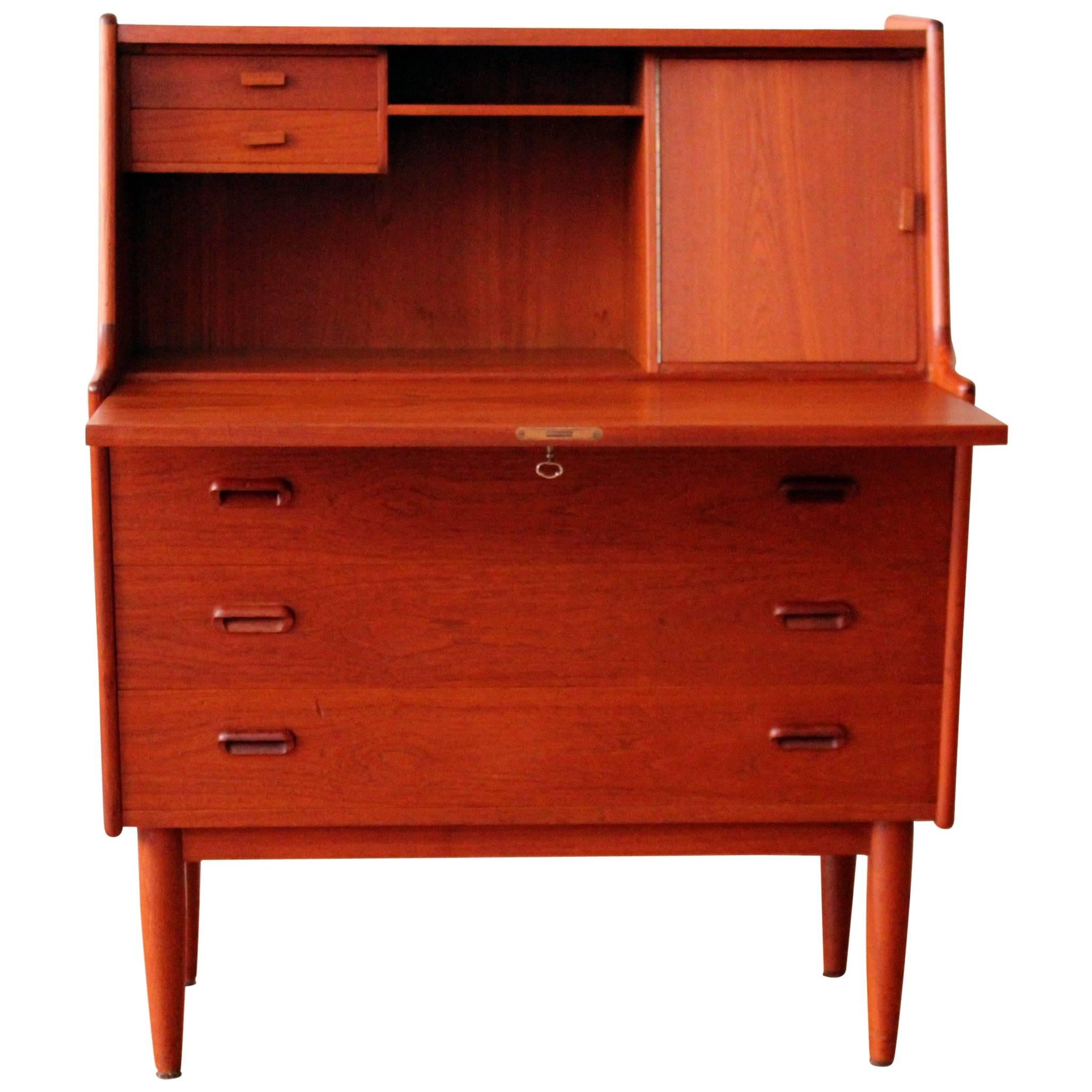 Danish Modern Teak Falster Drop Leaf Secretary Desk