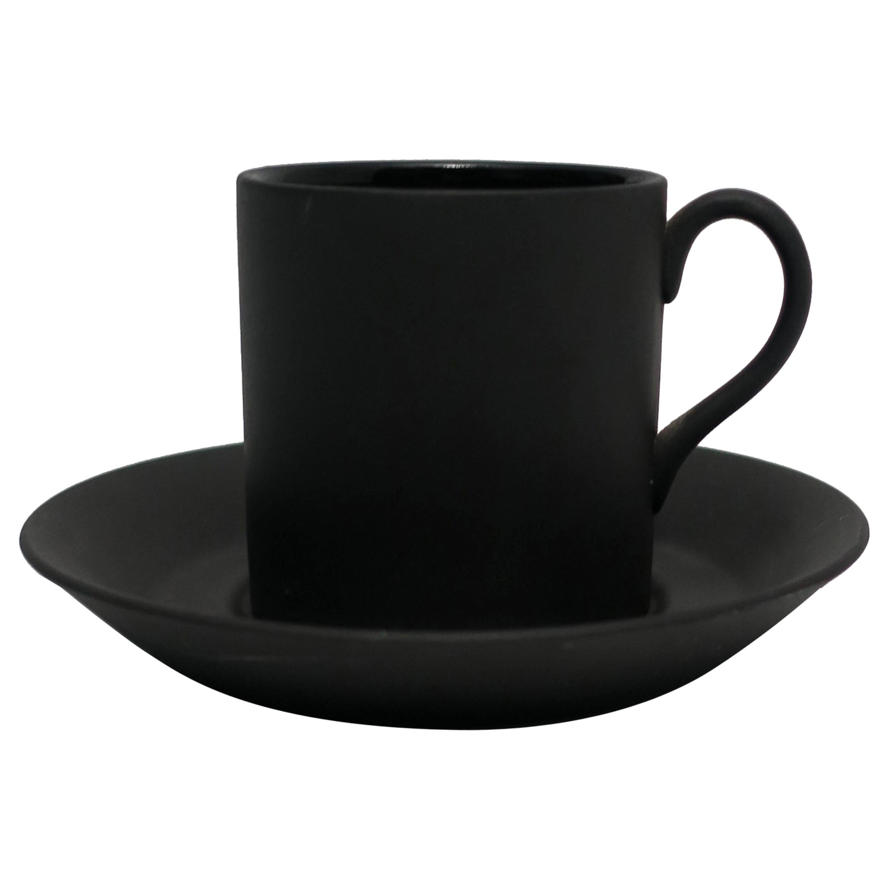 Matte Black Espresso Cup and Saucer, England