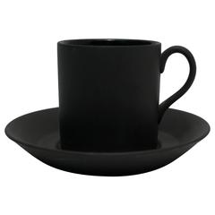 Vintage Matte Black Espresso Cup and Saucer, England