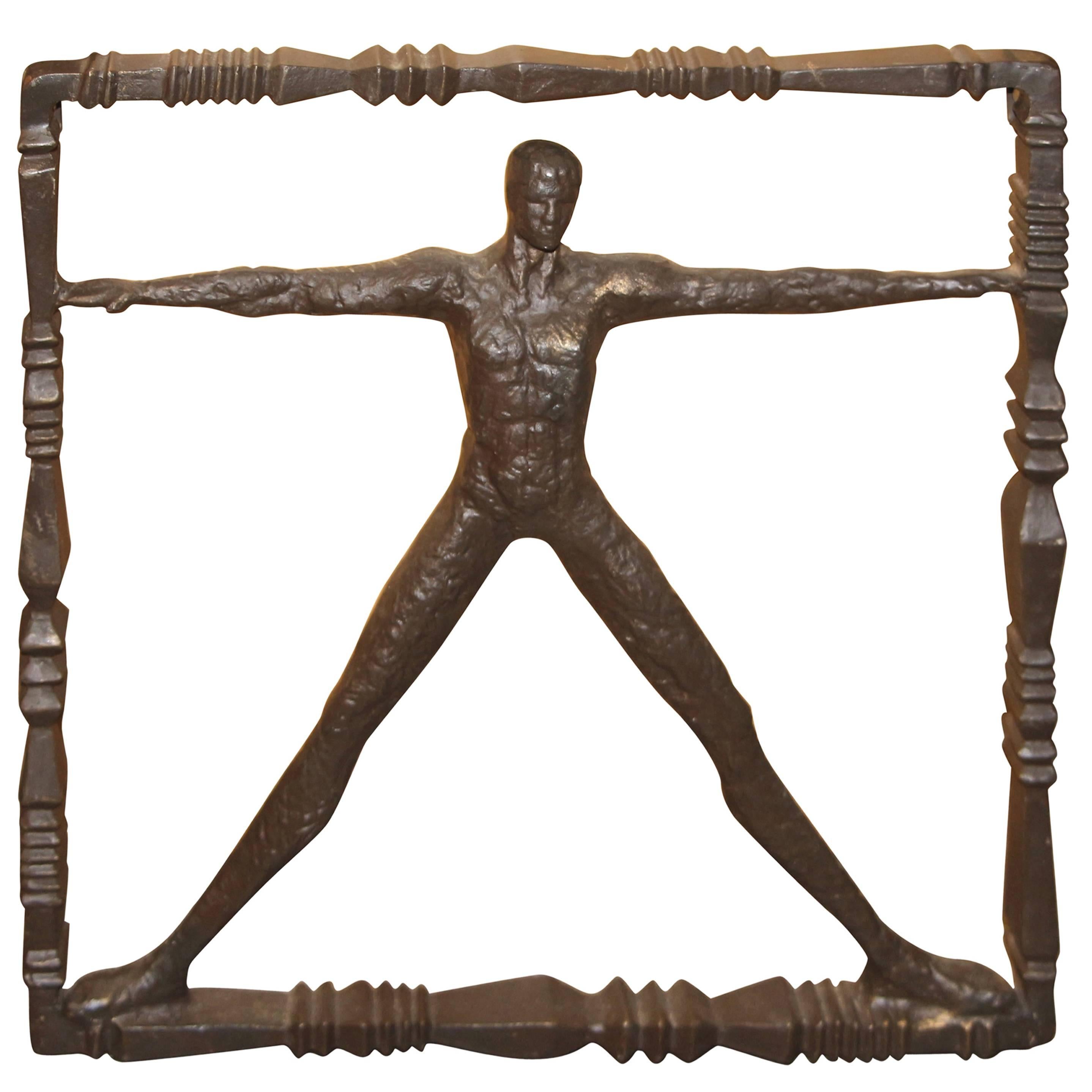 Iron Sculpture Man in Frame