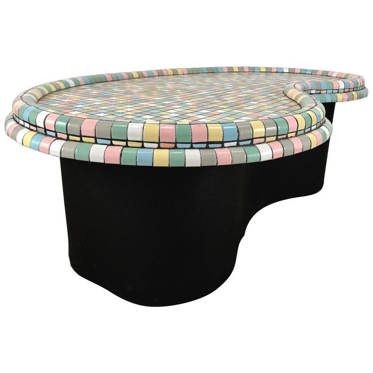 Unusual Kidney Shape Mosaic Tile Top Coffee Table Honnenburg Unusual Kidney Shape Mosaic Tile Top Coffee Table Honnenburg Original For
