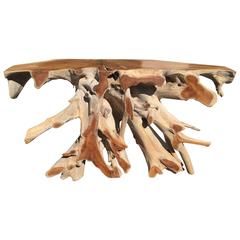 Ancient Teak Root Console Table