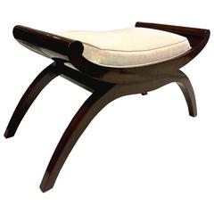 Maurice Dufrene Superb Curule-Shaped Rosewood Unique Bench Newly Restored