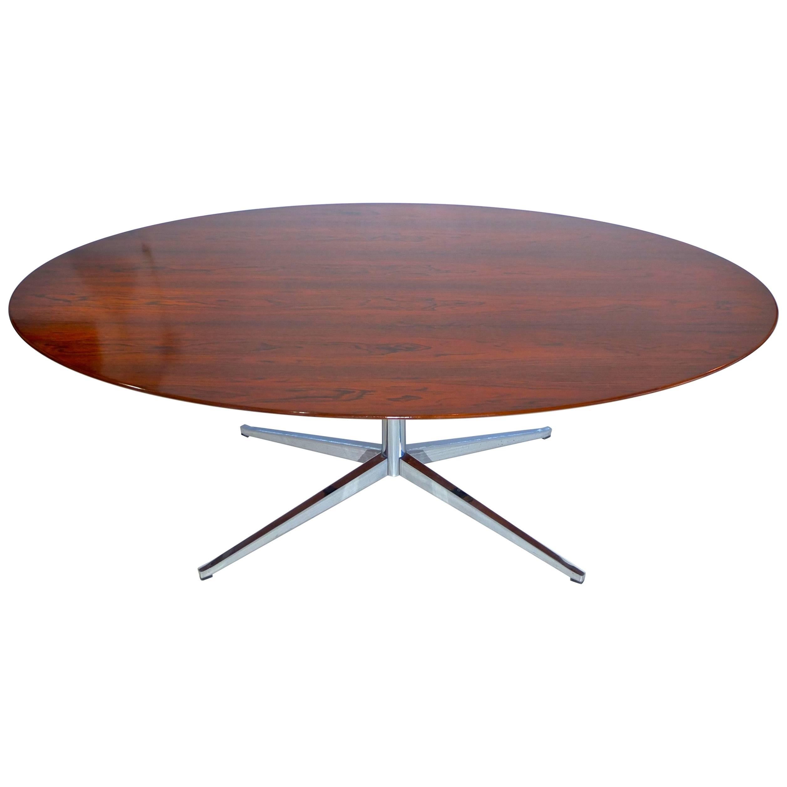 Brazilian Rosewood Elliptical Oval Executive Table Desk by Florence Knoll