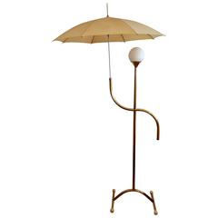 Italian Mid-Century Brass Umbrella Floor Lamp