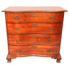 19th Century New England Chippendale Cherry Oxbow Chest of Drawers