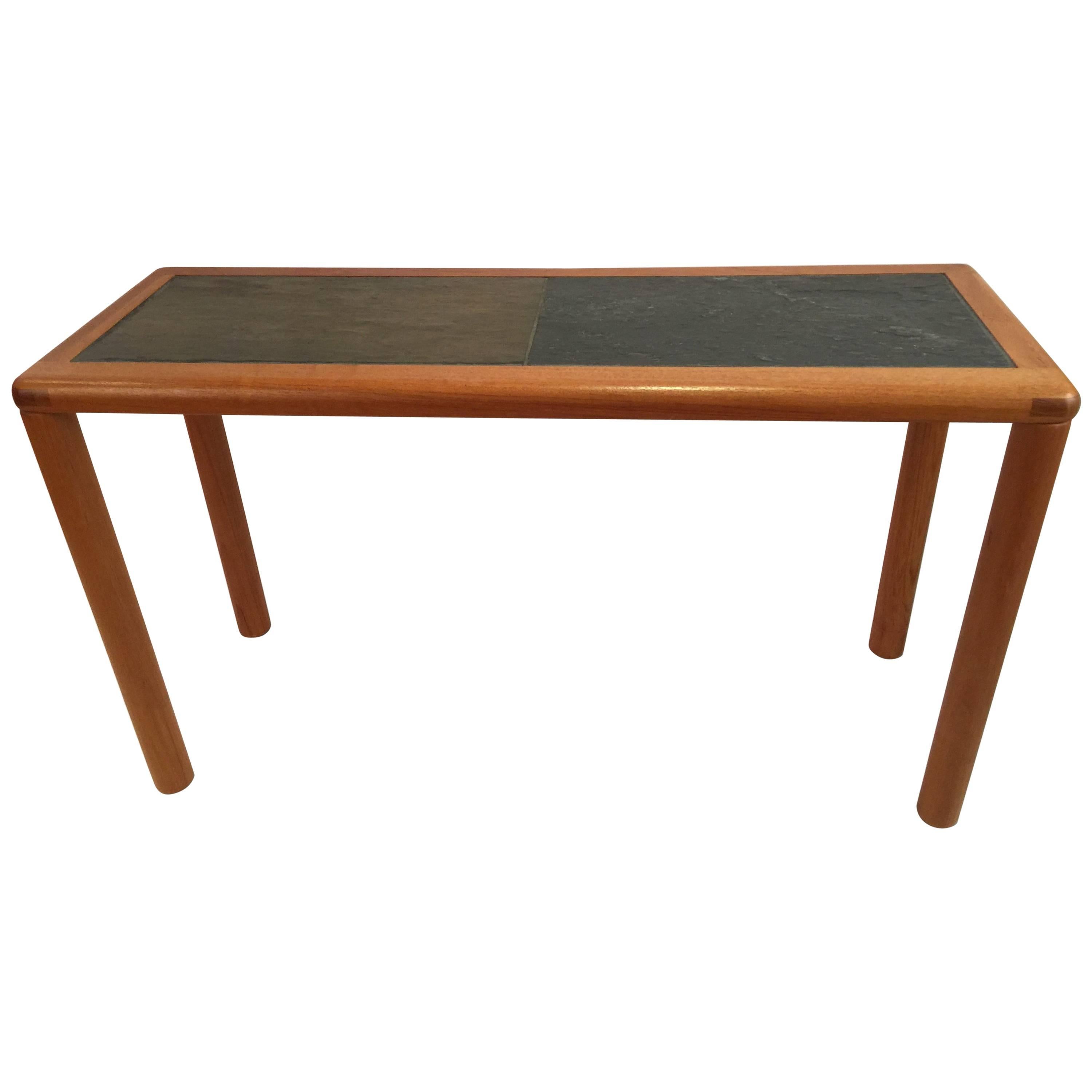 Rectangular Teak and Slate Table by Haslev