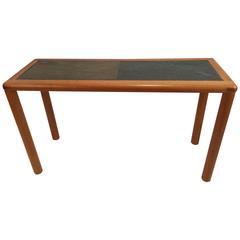 Rectangular Teak and Slate Table by Haslev