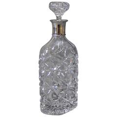 Decanter of Crystal with Edge of Hallmarked Silver, 1930s