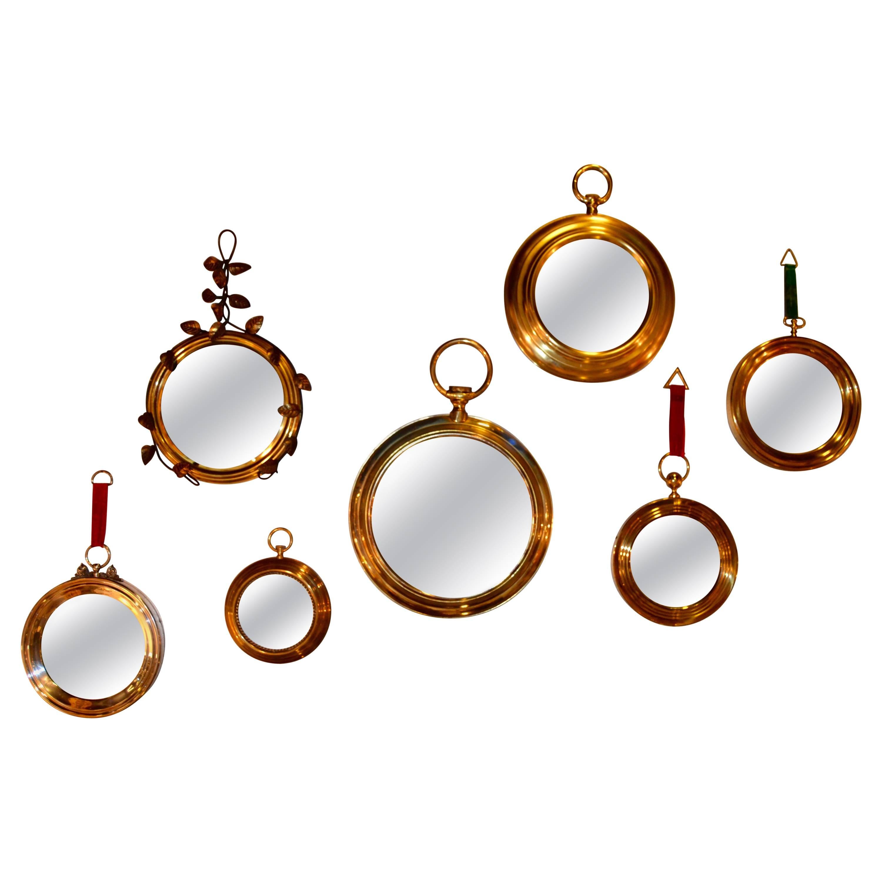 Set of 1970s Italian Brass Mirrors