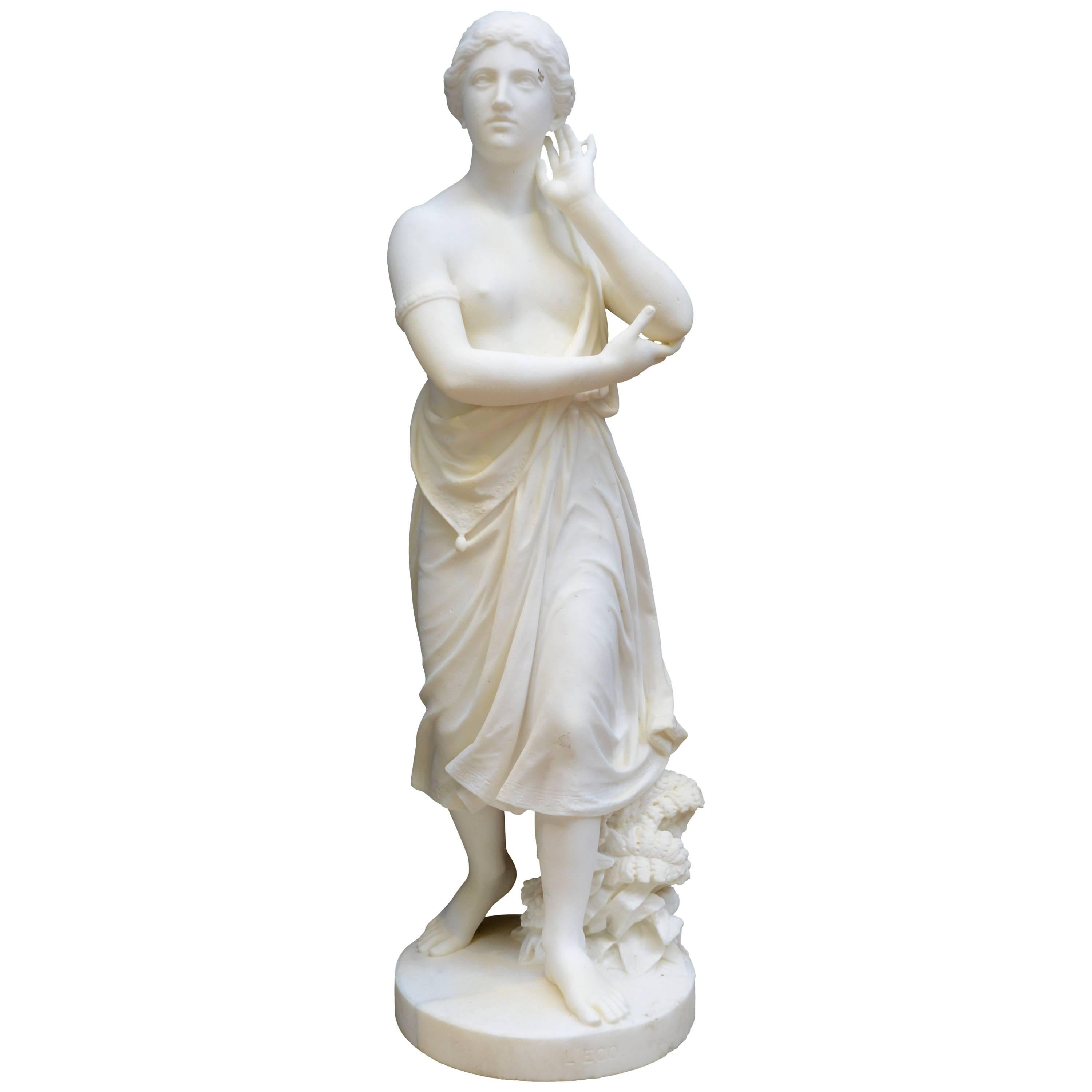 White Carrara Marble Echo Statue, 19th Century For Sale