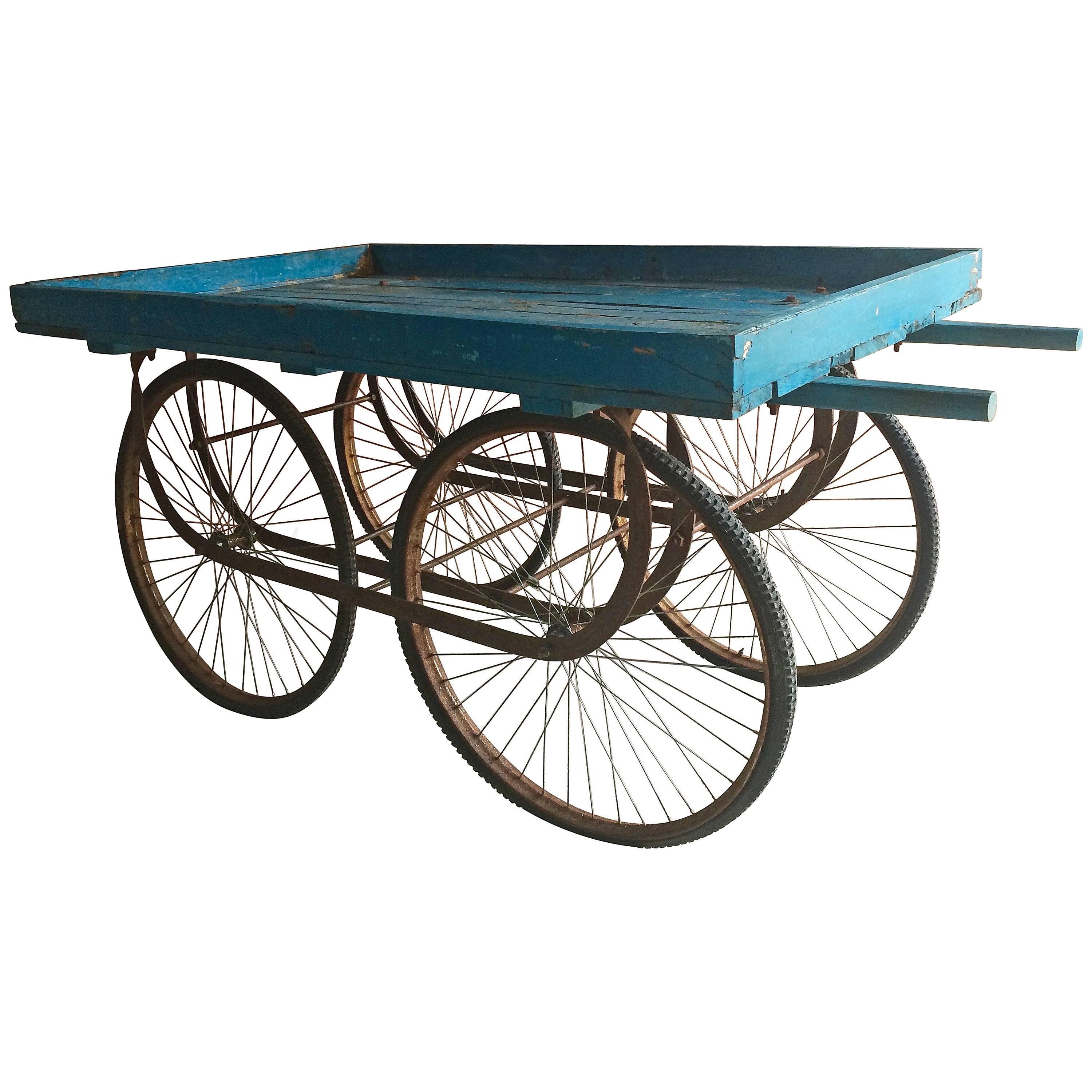 Antique Indian Market or Hand Cart Flower Stand Victorian, 20th Century, Rustic