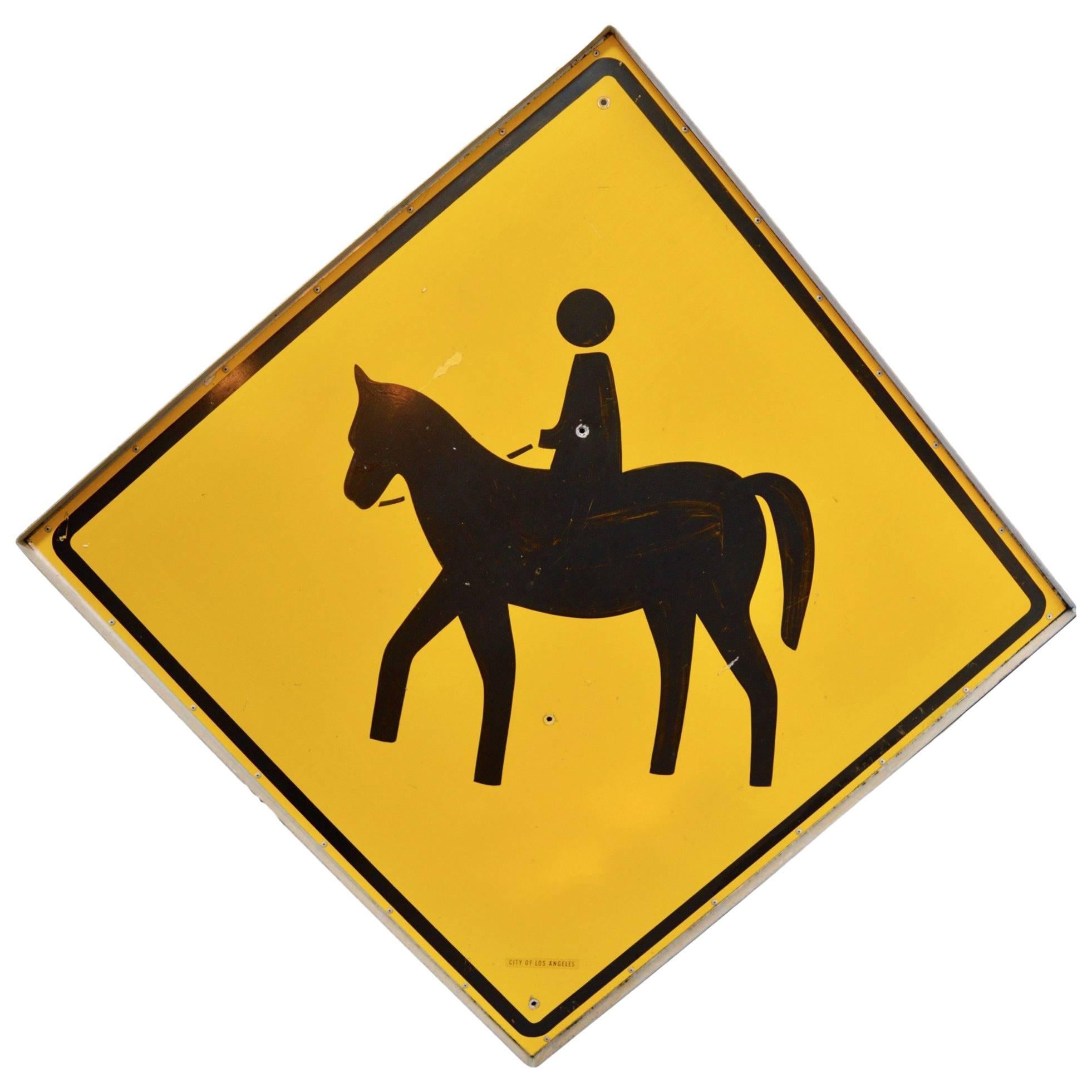 Vintage Los Angeles County Pferd-Kreuzschild