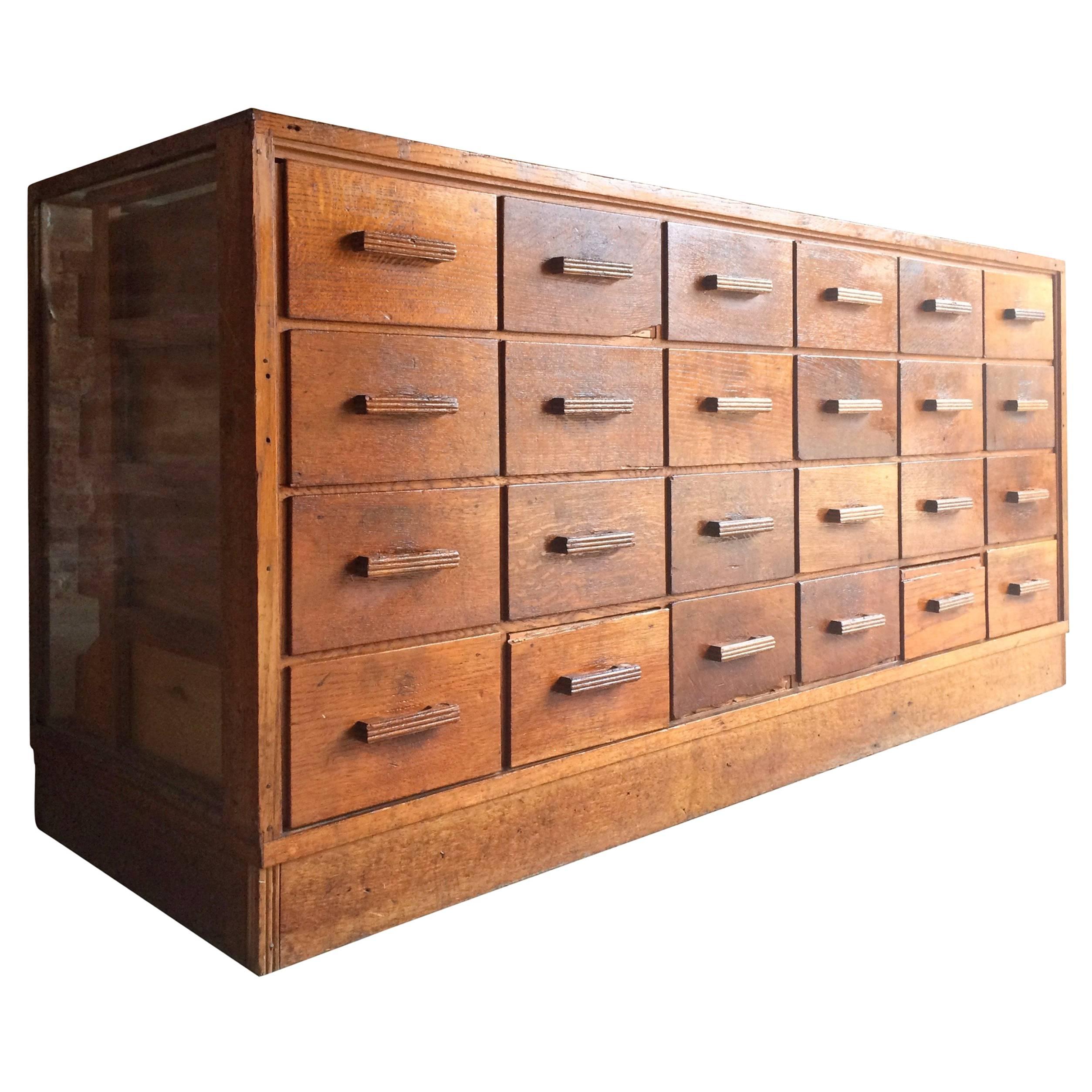 Mid-Century Haberdashery Shop Counter Chest of Drawers Dresser Industrial Oak