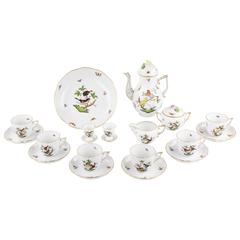 Hand-Painted, Herend “Porcelain Set, Rothschild”, 18 Pieces