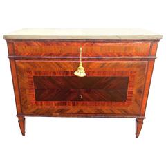 Italian Louis XVI Marquetry Chest of Drawers with Marble Top Piedmont