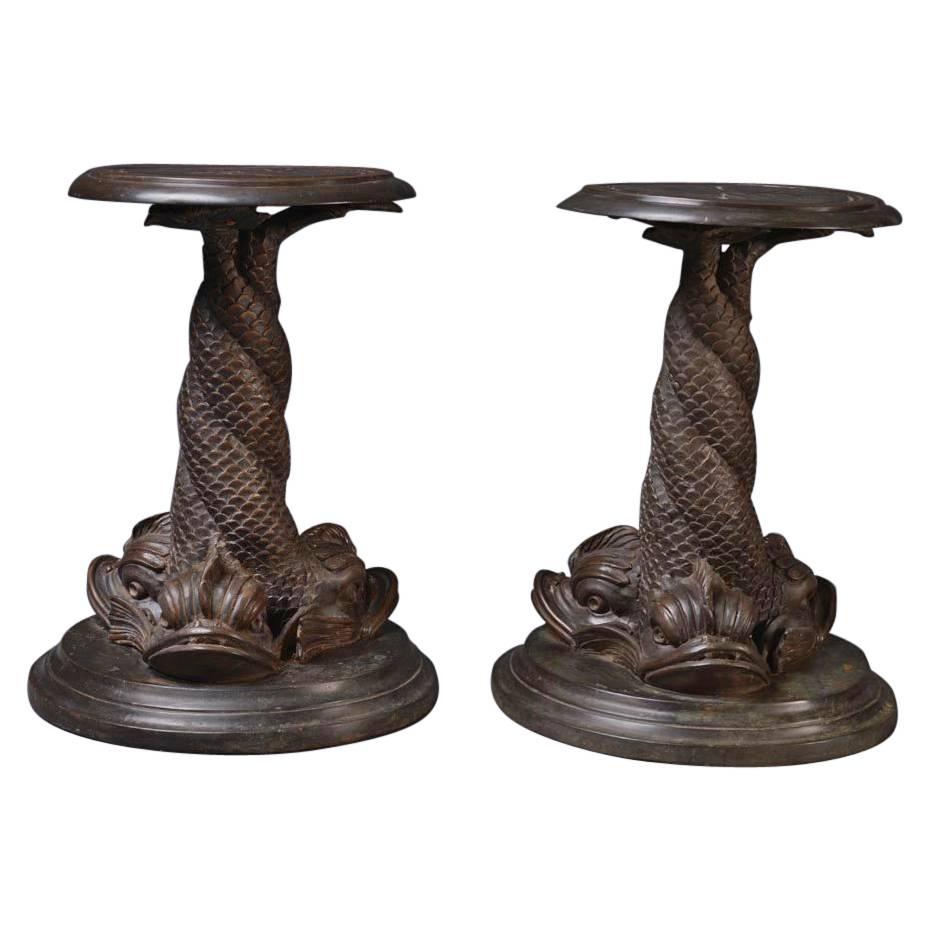 Flower Stand/ Stool, Cast Iron, Bronzed, Classical Style