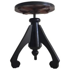 Ebonized Wood and Leather Jugendstil Piano Stool Ebonized Wood and Leather Jugendstil Piano Stool
