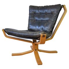 Falcon Chair with Buffalo Leather by Sigurd Ressell