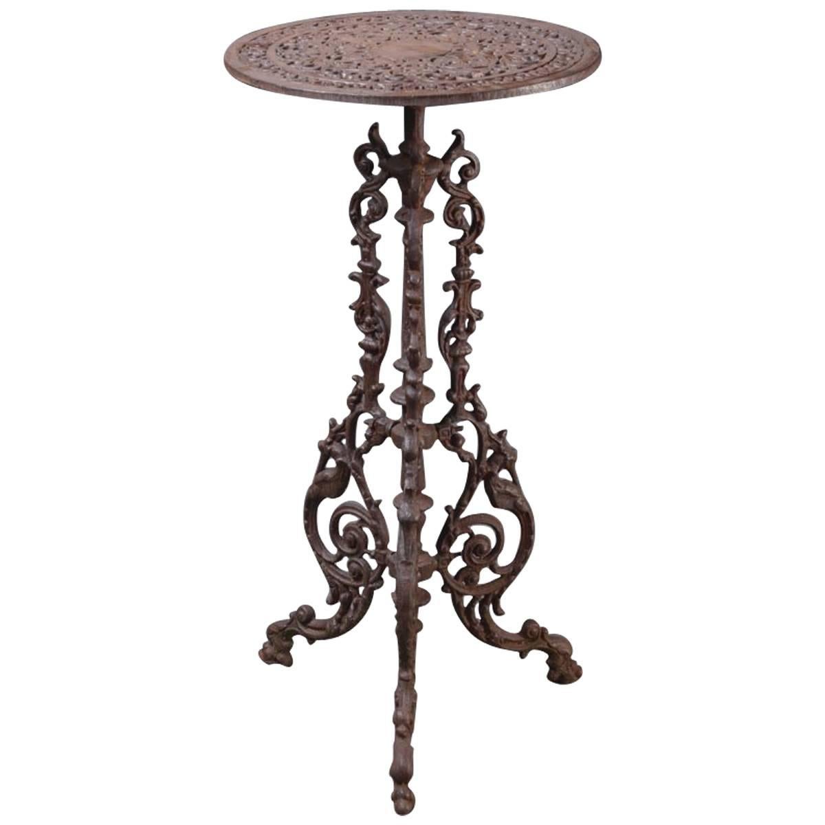 Small, Round Garden Table in the Style of the End of 19th Century, Cast Iron